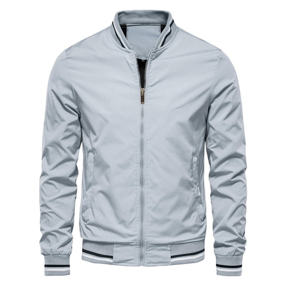Jacket Men's Spring and Autumn New Casual Jacket Fashionable Outerwear Men's Top Thin Jacket-Light Blue-5XL