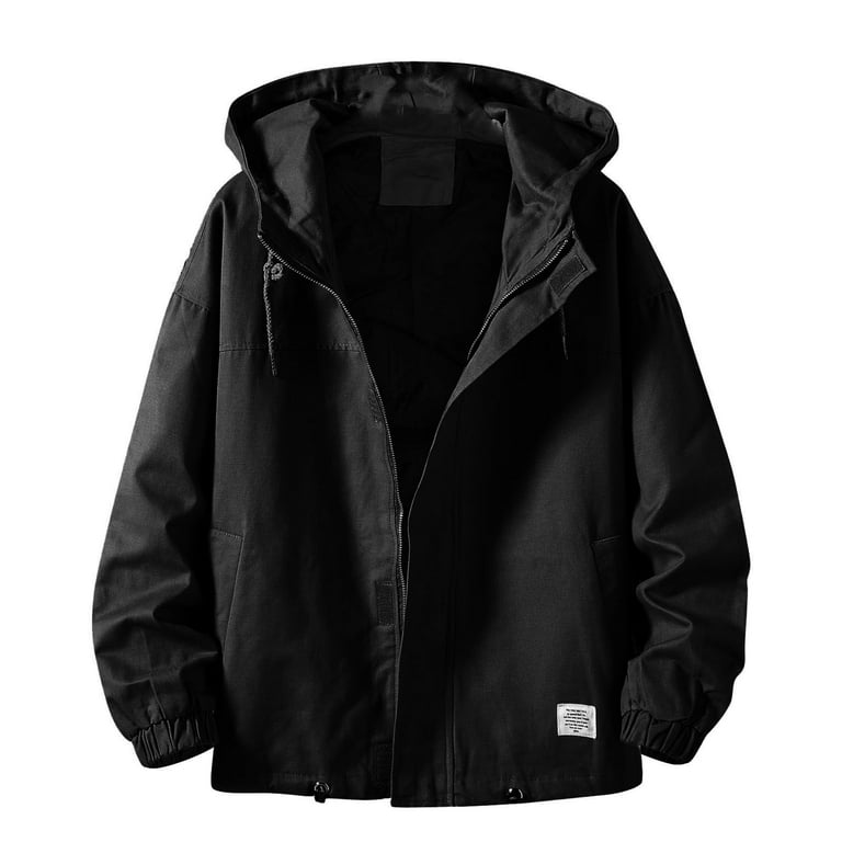 down Jacket for Mens Light Weight Jackets Mens Spring And Autumn Hooded Jacket Loose Large Size Jacket Simple Fashion Jacket Mens Winter Warmest Coats