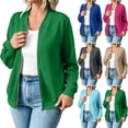 thumbnail image 1 of Jacket Plus Size Packable Women's Solid Color Casual Sporty Winter/Outerwear Fashion Zippered Long Sleeve Pocket Sweatshirt Green Xxl, 1 of 7
