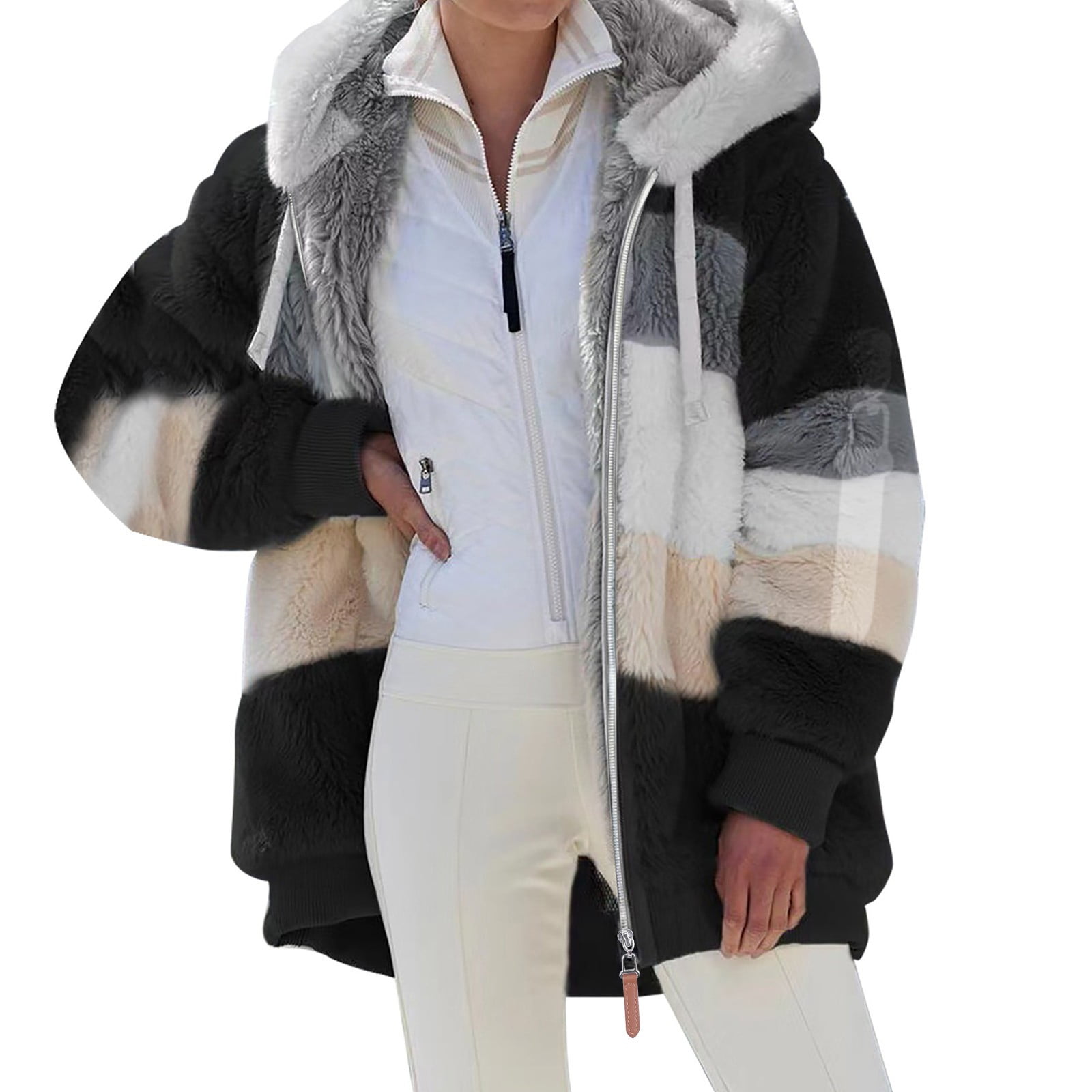 Jacket Polyester Hooded Outdoor Women Fleece Jackets Women with Hood ...