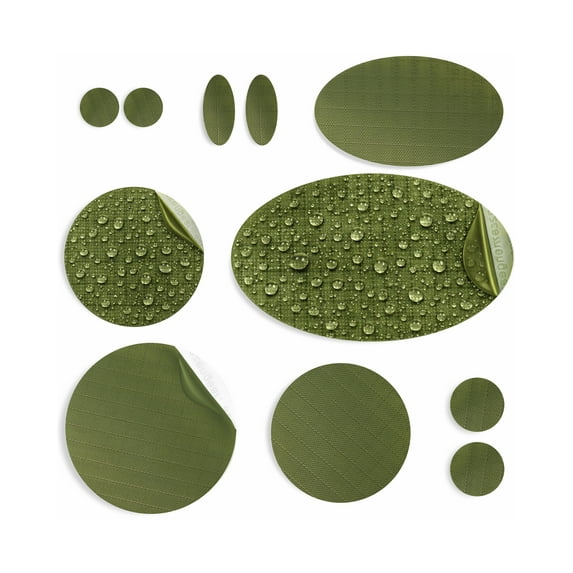 Repair Patches for Jackets, Tent, Shoe, Air Mattress, PVC Gear - Waterproof, Self-Adhesive, Tear-Cold-Heat-Resistant, Down Puffer Coat (11 Pieces, Olive)