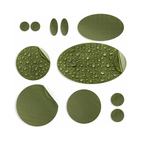Repair Patches for Jackets, Tent, Shoe, Air Mattress, PVC Gear - Waterproof, Self-Adhesive, Tear-Cold-Heat-Resistant, Down Puffer Coat (11 Pieces, Olive)