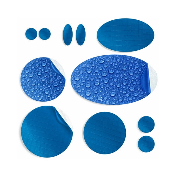 Repair Patches for Jackets, Tent, Shoe, Air Mattress, PVC Gear - Waterproof, Self-Adhesive, Tear-Cold-Heat-Resistant, Down Puffer Coat (11 Pieces, Blue)