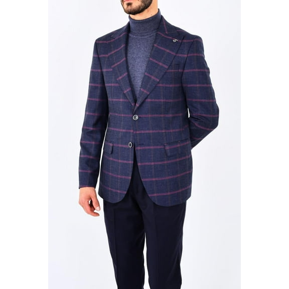 Jacket, Soft Textured 65% Viscon Slim Fit Dark Navy Blue Classic Men's Jacket