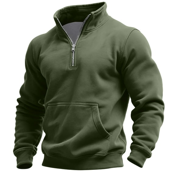 Jacket Tactical For Men Quarter Zip Up Sweatshirts Workout Gym Mens Fashion Outdoor For Fall Army Green XL