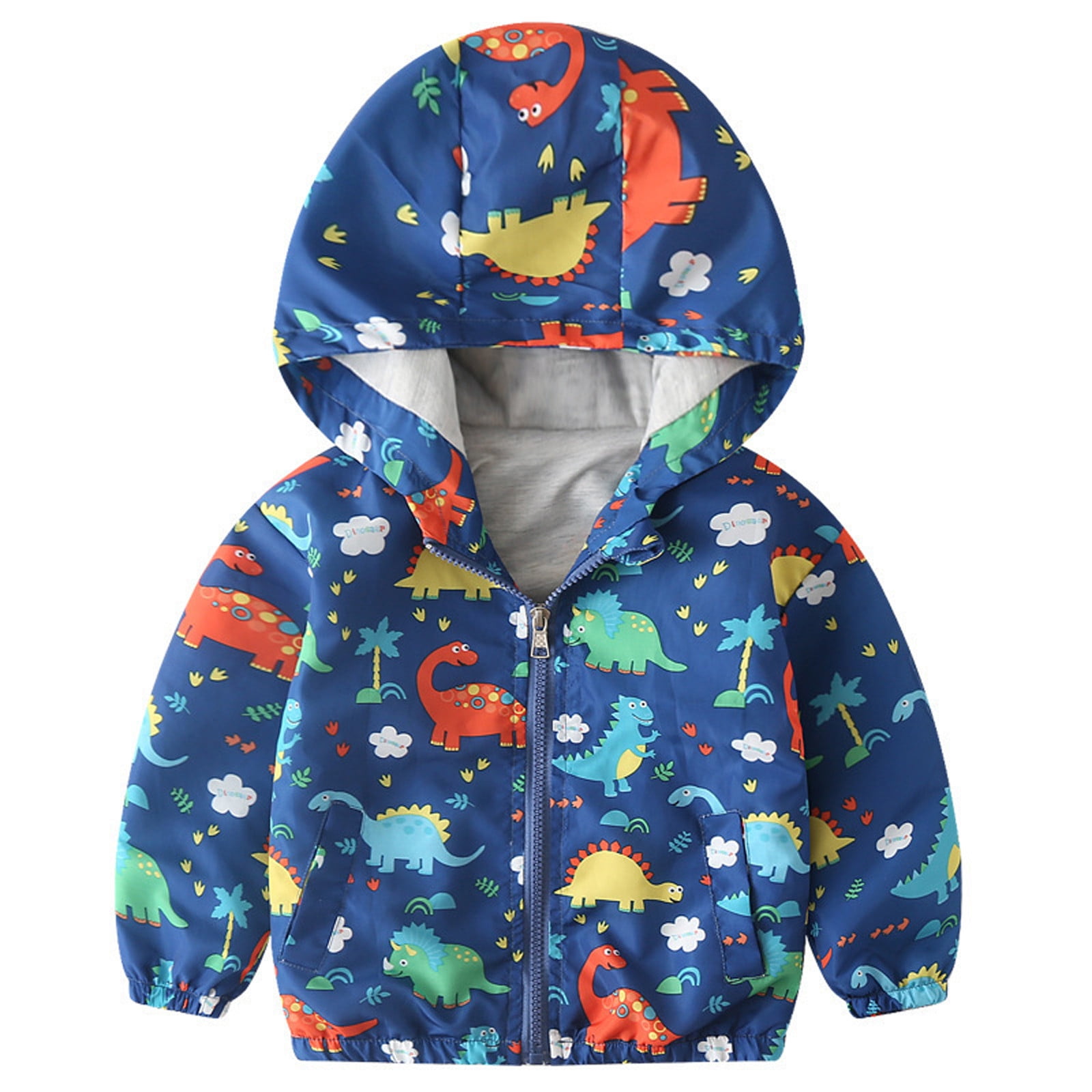 Jacket Toddler Hooded Cartoon Windbreaker Outwear Dinosaur Boys ...