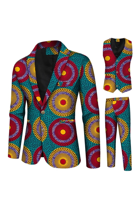 Jacket Vest Pants Blazers for Men 3 Pcs Slim Fit Cowboy Wedding Men Suit Retro Gentleman Mens' African Party Clothing