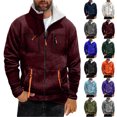 thumbnail image 1 of Jacket With Waterproof Men's Casual And Fashionable Solid Color Long Sleeved Stand Collar Zipper Pocket Blouse/Shirt Wine Xxl, 1 of 4
