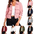 thumbnail image 1 of Jacket for Women Jerdar Women's Cropped Bomber Jackets Trendy Fall Long Sleeve Button Down Lightweight Oversized Utility Anorak Coat with Multi Pockets XL, 1 of 10