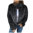 thumbnail image 1 of Jacket Women Zip Up Jacket Casual Open Front Cardigan Fuzzy Fleece Jacket Crop Winter Coat Warm Jacket, 1 of 5