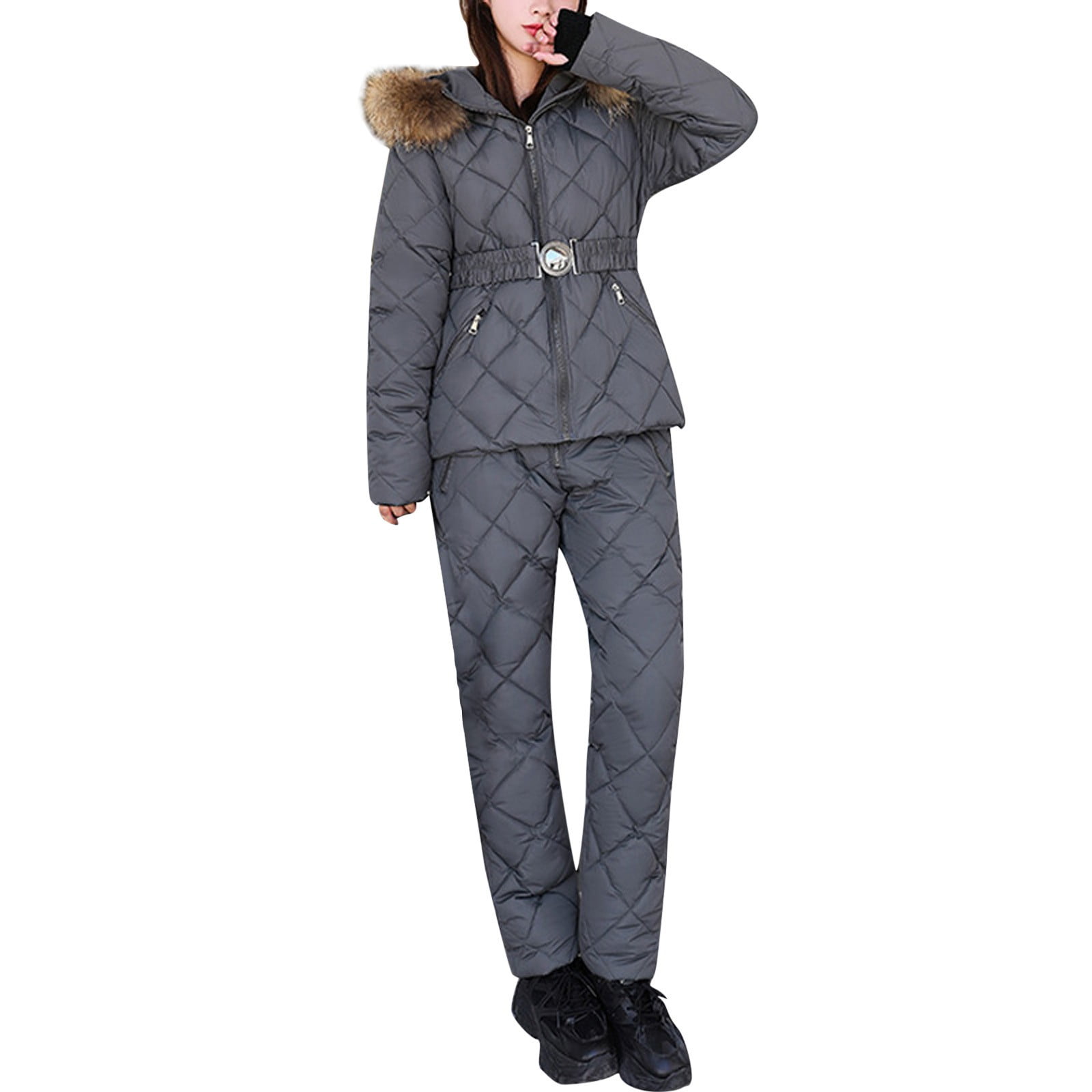 Water resistant asymmetrical zip belted puffer coat sale