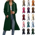 thumbnail image 1 of Jacket Womens Women Coats Winter Womans Hoodies Women's Solid Color Zipper Double Pocket Sweatshirt Long Sleeved Hooded Zipper Long Casual Outwear Green S, 1 of 4