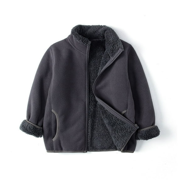Jacket for Boys Zipper Thick Solid Color Long Sleeve Fall Winter Warm Coat Outerwear Trendy