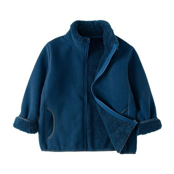 Jacket for Boys Zipper Thick Solid Color Long Sleeve Fall Winter Warm Coat Outerwear Trendy