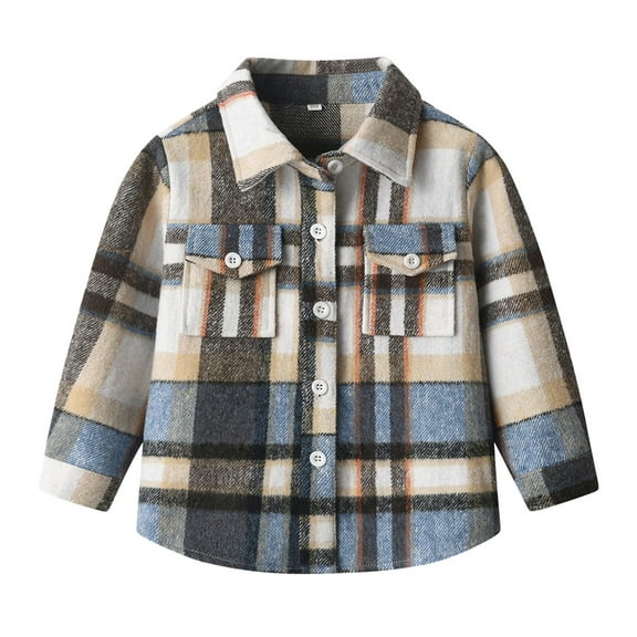 Jacket for Boys Unisex Unisex Autumn Plaid Tops Long Sleeve Shirt Cardigan Cute Lightweight Jacket Casual Outerwear Winter Outfit Clothes