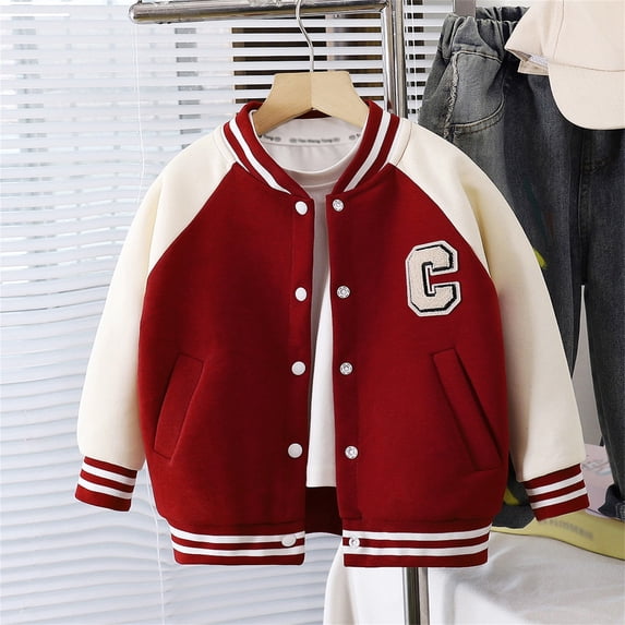Jacket for Girls Button Letter Embroidery Baseball Jacket Girls Light Jacket Winter Jackets Girls Jackets Size 4-5 Years