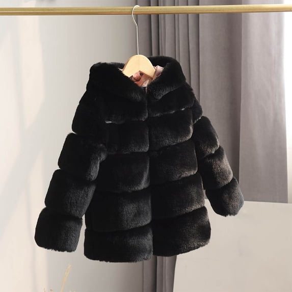 Jacket for Girls Thickened Hood Children's Solid Color Casual Hoodie Jacket for Girls 2-13Y
