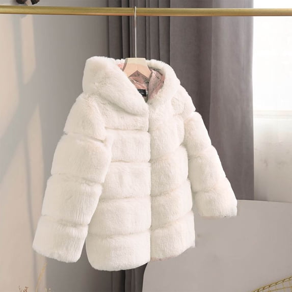 Jacket for Girls Thickened Hood Children's Solid Color Casual Hoodie Jacket for Girls 2-13Y