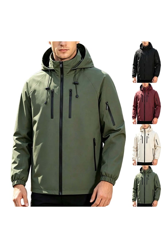 Jacket for Men Cameland Men's Spring Coat Outdoor Mountaineering Riding Windproof Work Coat Army Green XL