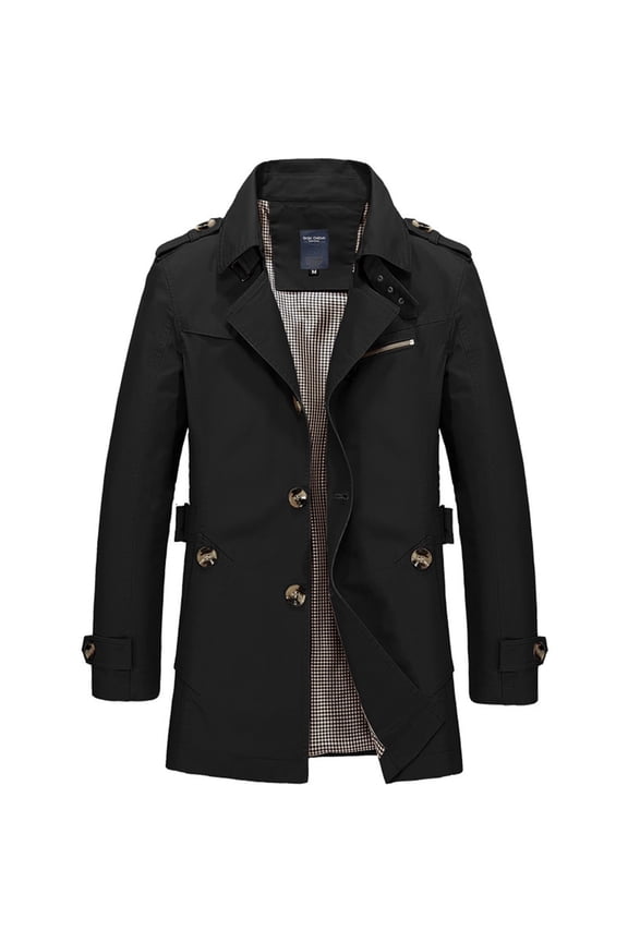 Jacket for Men Casual Dressy Turndown Collar Longline Jacket Button Up Long Sleeve Solid Color Classic Fit Jacket for Men Casual