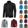 thumbnail image 1 of Jacket for Men Classic Fit Zip Up Fall Winter Jacket Solid Color Long Sleeve Sweater Men's Jacket, 1 of 4