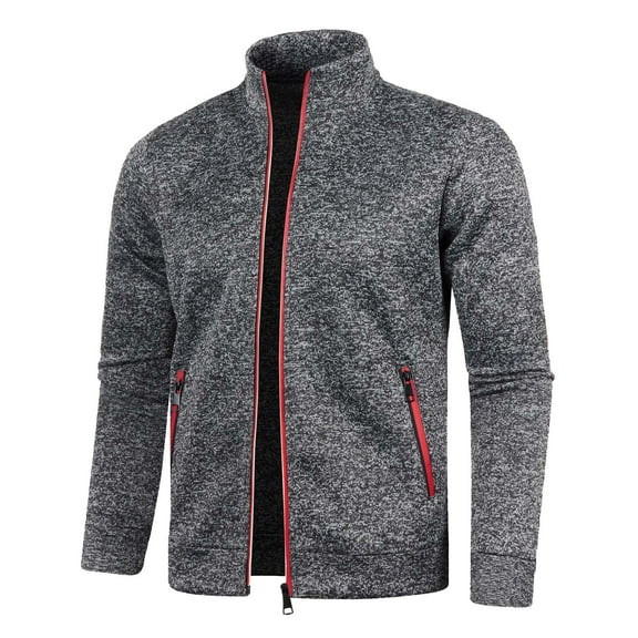 Jacket for Men Classic Fit Zip Up Fall Winter Jacket Solid Color Long Sleeve Sweater Men's Jacket
