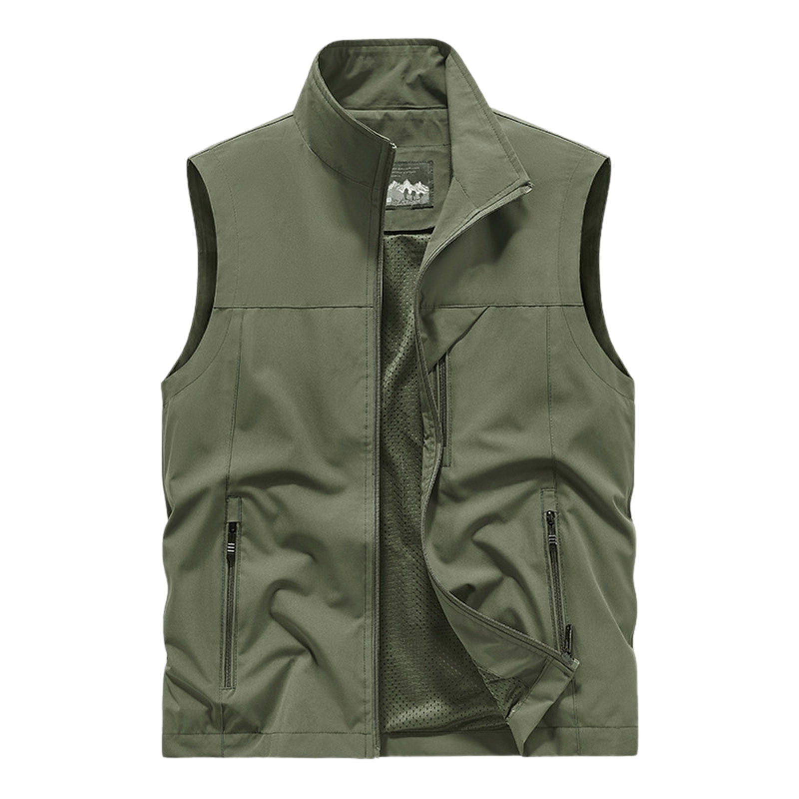 Men Jacket Fall Solid Hoodless Sleeveless Vest Style Jacket