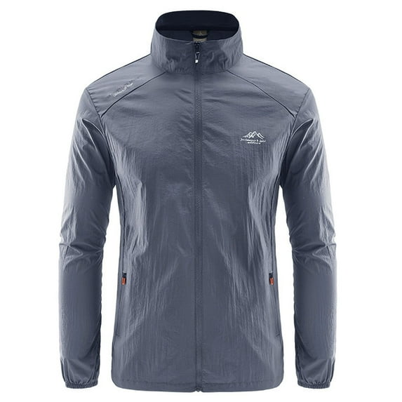 Jacket for Men Gray Zip Up Long Sleeve Jacket Pockets Casual Fall Winter Men's Clothing