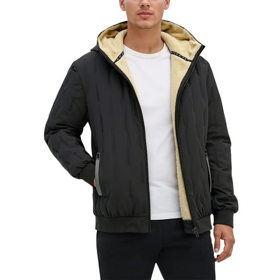 Jacket for Men Men's Full Zip Hooded Jacket Soft Lightweight for Camping Trips and Outdoor Concerts Windbreaker Men Black L