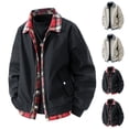 thumbnail image 1 of Jacket for Men Plus Size Mens Jackets Men's Plaid Splicing Long Sleeved Lapel Zipper Cardigan Fake Two-piece Workwear Jacket, M-4XL, 1 of 3