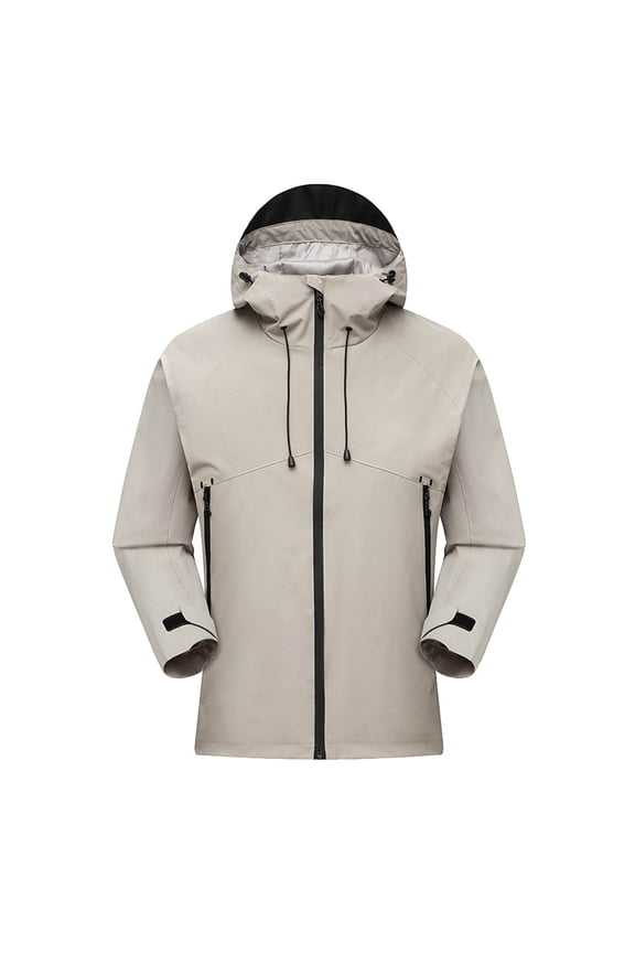 Jacket for Men Stormcoat Windproof Hooded Jacket Mountaineering Solid Color Top Waterproof Men's Long Sleeved Hooded Casual Jacket/Coats