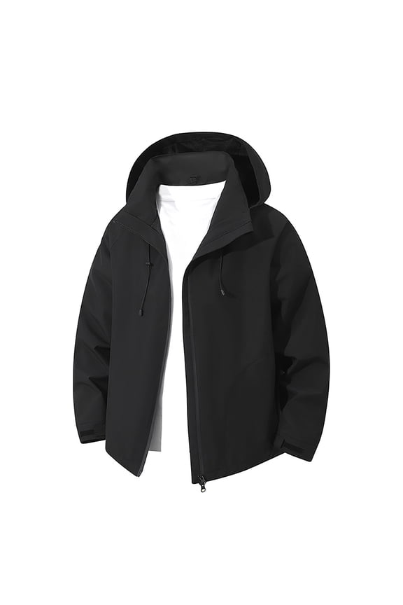 Jacket for Men Stormcoat Windproof Hooded Jacket Mountaineering Solid Color Top Waterproof Men's Long Sleeved Hooded Casual Jacket/Men's jacket