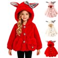 thumbnail image 1 of Jacket for Toddler Dqueduo Toddler Girls' Hooded Fleece Button Coat Jacket With Matching Mini Shoulder Bag Red 0-1Years, 1 of 8