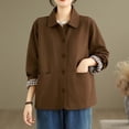 thumbnail image 1 of Jacket for Women Fall Fashion Lightweight Long Sleeve Button down Coats Outerwear with Pockets New Womens Loose Outerwear Coffee L, 1 of 8