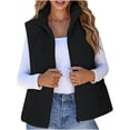 thumbnail image 1 of Jacket for Women New Women Corduroy Vests Cropped Sleeveless Puffer Jacket Winter Lightweight Stand Collar Coat Outerwear Black XXL, 1 of 6