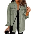 thumbnail image 1 of Jacket for Women Oversized Boyfriend Jean Shirts Button Up Frayed Hem Shacket Distressed Ripped Denim Jackets 2025 Mint Green S, 1 of 4