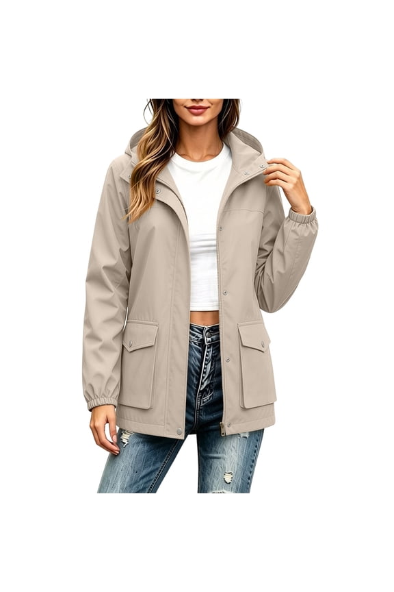 Jacket for Women Solid Color Loose Long-Sleeved Tops Casual Softshell Jacket with Button Pockets Jacket Women