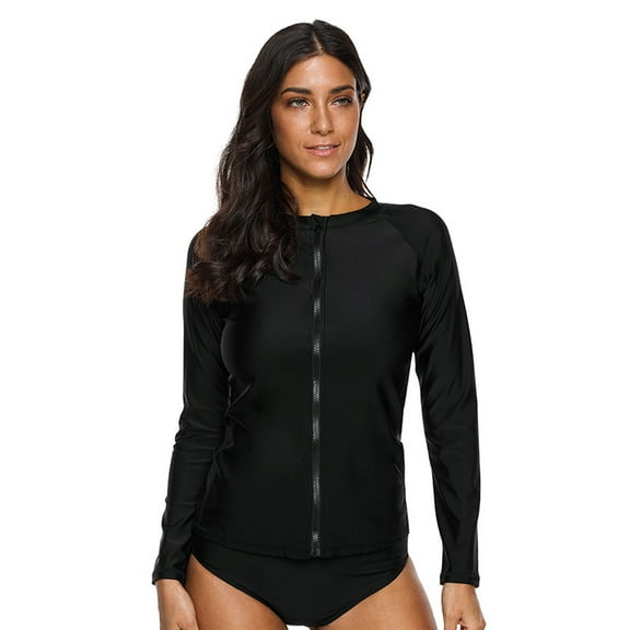 Jacket women Wet Suit Tops for women Kayaking Surfing Swimming Front Zip Wetsuit for girls Teen Youth Keep Warm, black - XXL