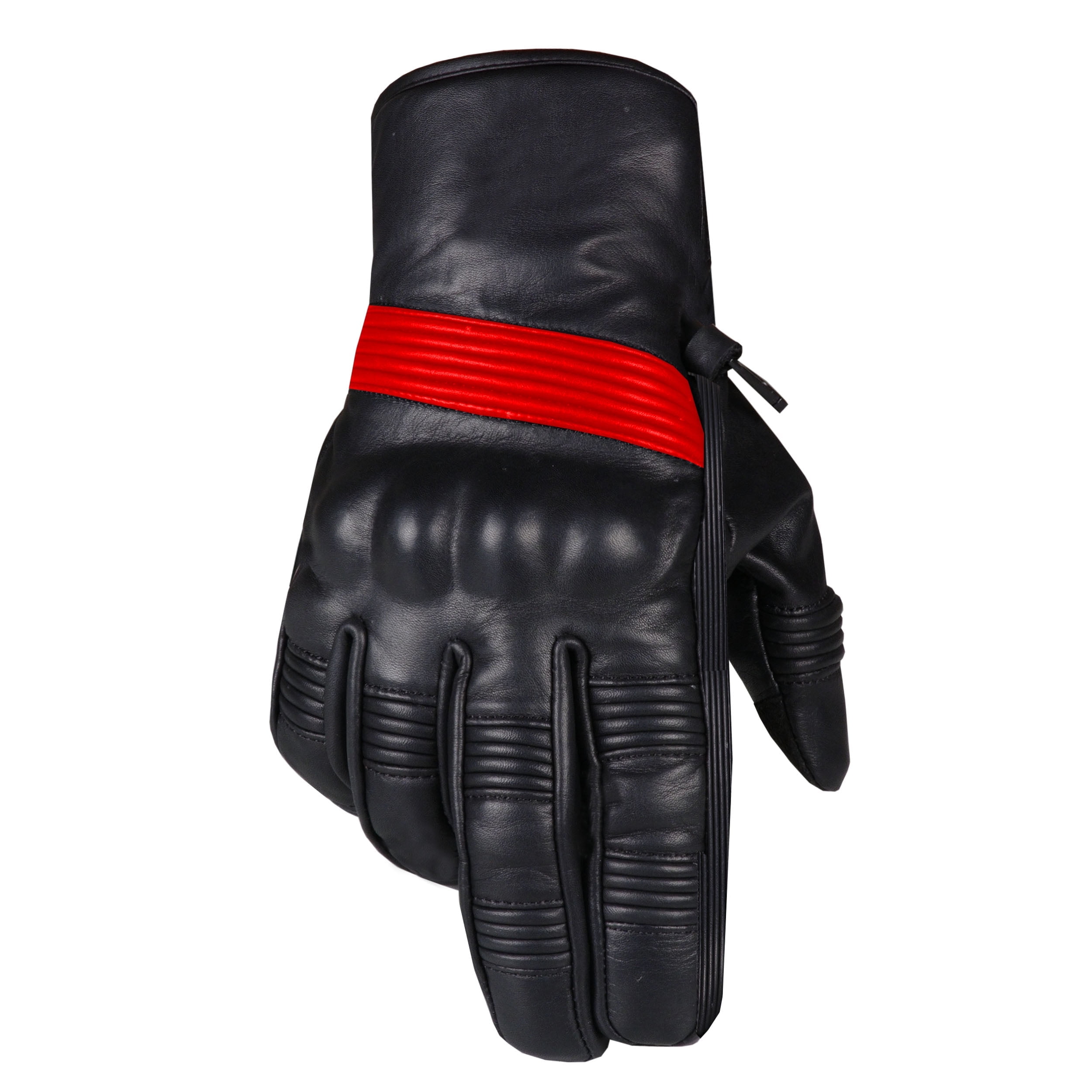Jackets 4 Bikes Men's Motorcycle Gloves Premium Leather Street Protective Cruiser Gel Padded Driving Riding Biker Gloves BlackRed S