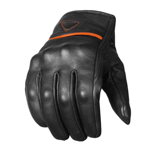 Jackets 4 Bikes Men's Premium Leather Street Motorcycle Protective Cruiser Biker Gel Gloves BlackOrange XXL