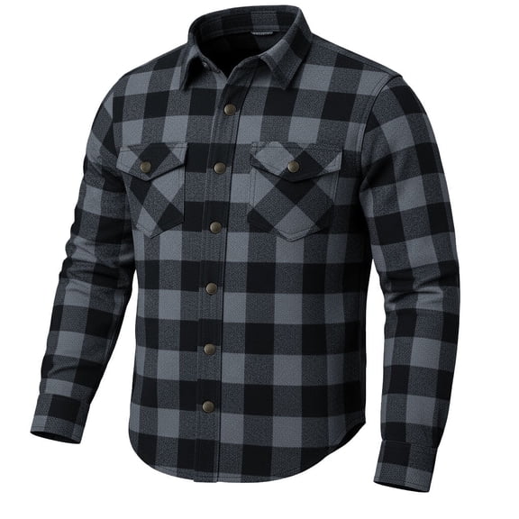 Jackets 4 Bikes PERFORMER Armored Motorcycle Flannel Shirt for Men – CE Armor, Hidden Utility Pockets Ventilated Flannel Gray XXL