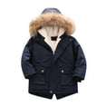 thumbnail image 1 of Jackets for Boys Puffer Lined Quilted Zip Up Soild Color Jackets Thick Warm Coat Hooded Winter Waterproof Parka Outerwear with Pockets (120 4-5 Years,Navy), 1 of 4
