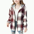 thumbnail image 1 of Jackets For Girls Kids Fall Clothes Girls Flannel Long Sleeve Shirts Button Down Plaid Shacket Jackets Casual Blouses Tops, 1 of 5