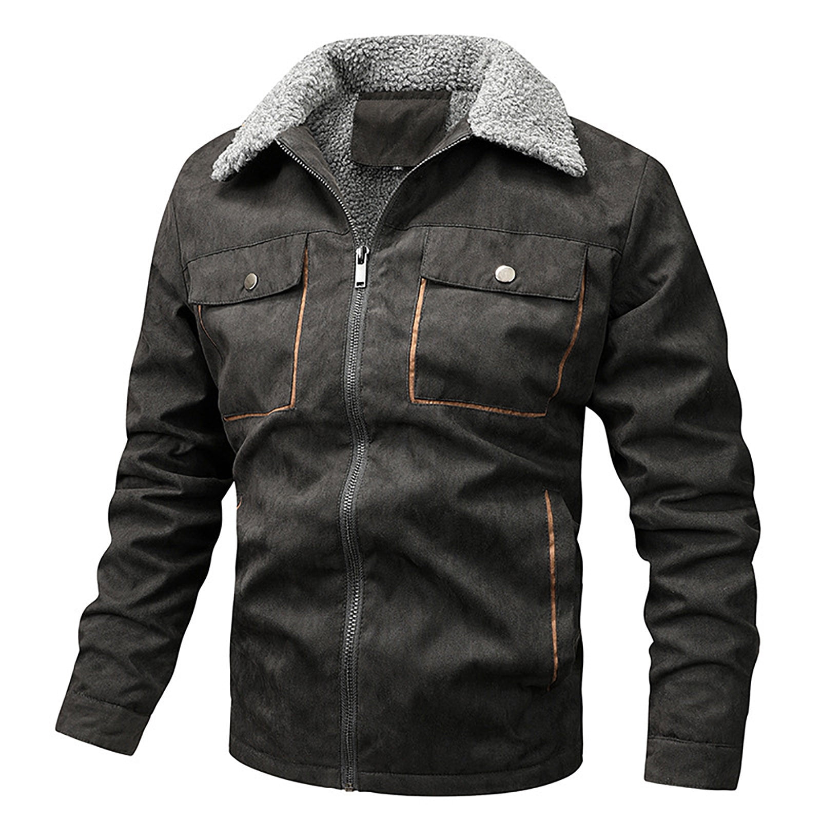 Jackets For Men Hoodless Long Sleeve Lined Pocket Turn Down Collar Solid Color Autumn Winter Male Leisure Style Coats Walmart