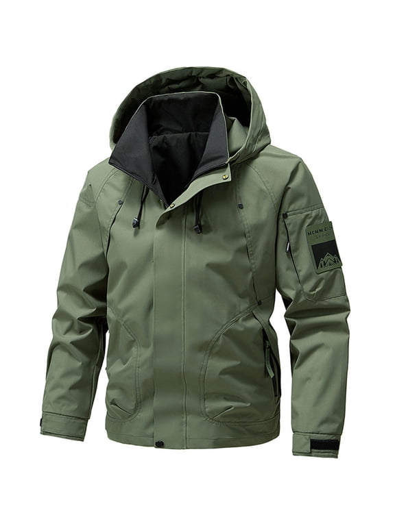 Jackets For Men Qiggri Mens Rain Jacket Waterproof with Hooded Hiking Coat Lightweight Windbreaker