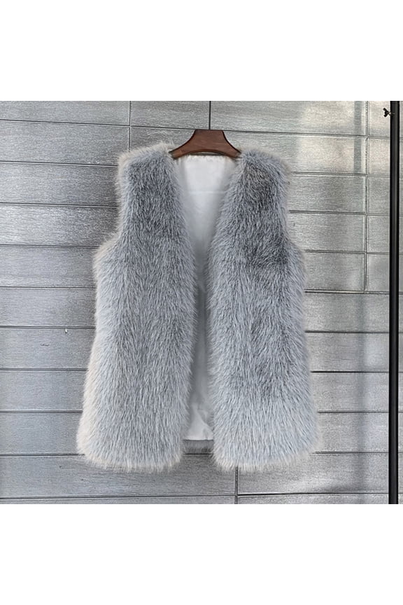 Jackets For Women Casual Autumn Winter Sleeveless Faux Fur Vest Coat Faux Fox Fur Jacket Outwear Winter Waistcoat Casual Faux Fur Vest