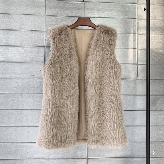 Jackets For Women Casual Autumn Winter Sleeveless Faux Fur Vest Coat Faux Fox Fur Jacket Outwear Winter Waistcoat Casual Faux Fur Vest