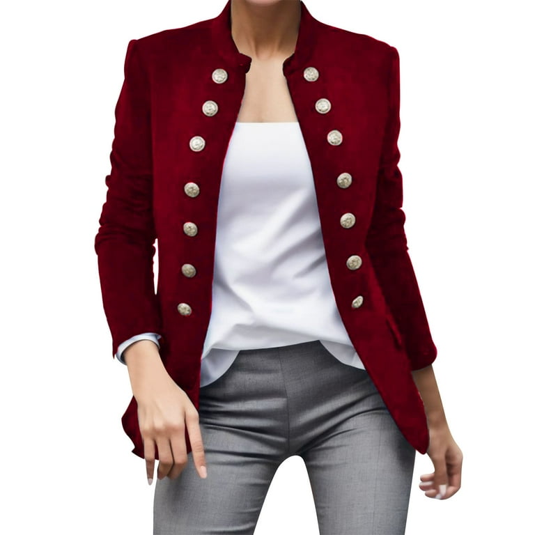 Jackets For Women Casual Blazer Solid Petite Casual Work Suit Slim Open  Front Long Sleeve Top Coat 