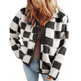 thumbnail image 1 of Jackets For Women Causal Sherpa Fall Jacket Loose Button Down Plaid Winter Coats, 1 of 6