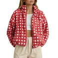 thumbnail image 1 of Jackets For Women Causal Sherpa Fall Jacket Loose Button Down Plaid Winter Coats, 1 of 5